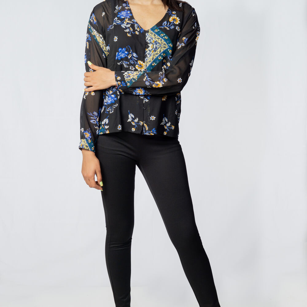 Blusa Only Onlnina L/s V-neck Negro Denim image number 2.0